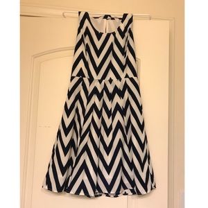 Navy blue and White chevron dress